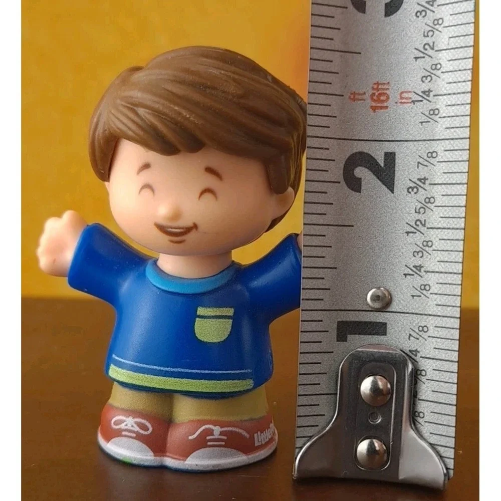 Fisher Price Little People Figure Boy in Blue Shirt Smiling School Bus Toy #340